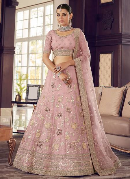 Peach Colour ARYA 24 Heavy Wedding Wear Embroidery Work Bridal Lehenga Choli Collection 9411